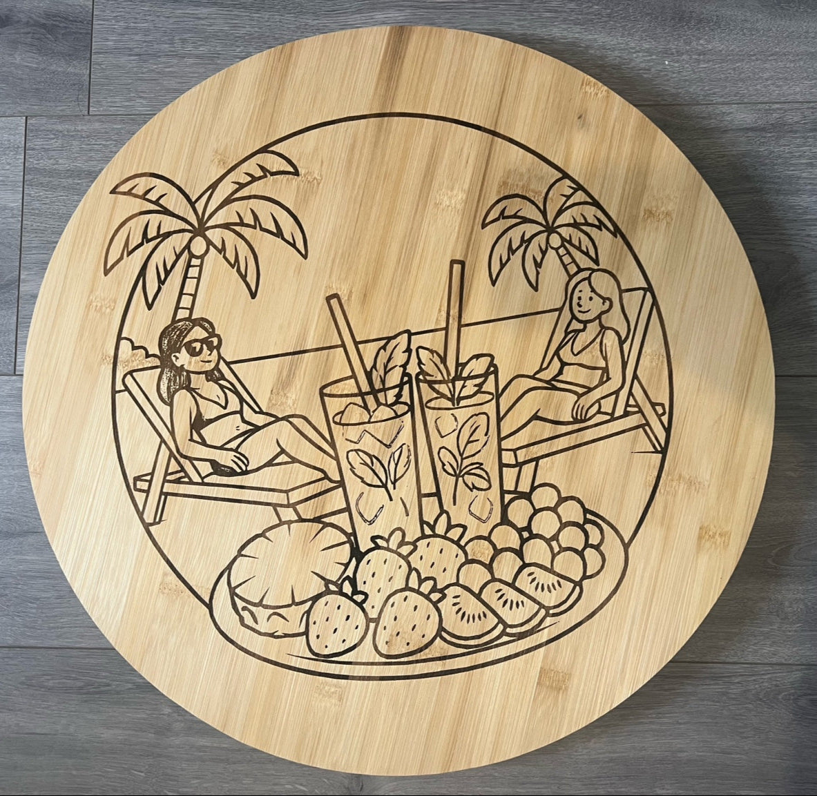 Plateau Tournant en Bambou Ø 50 cm – Élégance & Praticité pour Vos Apéros