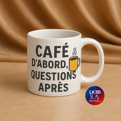 Tasse humour café – 340 ml – 5 modèles originaux – Cadeau parfait pour amateur de café –Sublimation artisanale