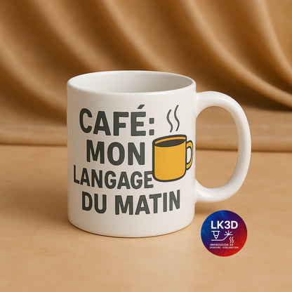 Tasse humour café – 340 ml – 5 modèles originaux – Cadeau parfait pour amateur de café –Sublimation artisanale