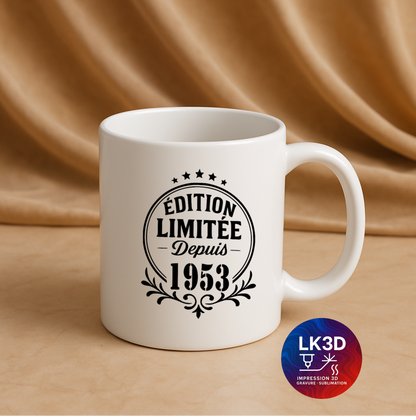 Mug Édition limitée depuis 1953 – 340 ml – Personnalisé par sublimation