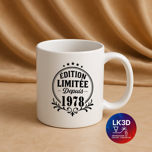 Mug Édition limitée depuis 1978 – 340 ml – Personnalisé par sublimation