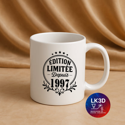 Mug Édition limitée depuis 1997 – 340 ml – Personnalisé par sublimation