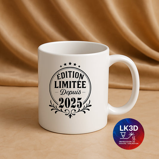 Mug Édition limitée depuis 2025 – 340 ml – Personnalisé par sublimation