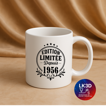 Mug Édition limitée depuis 1956 – 340 ml – Personnalisé par sublimation