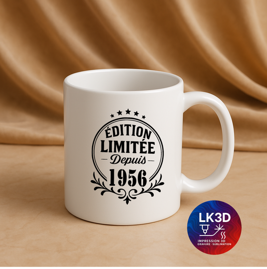 Mug Édition limitée depuis 1956 – 340 ml – Personnalisé par sublimation