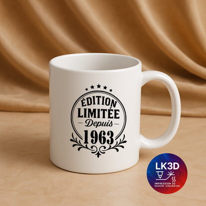 Mug Édition limitée depuis 1963 – 340 ml – Personnalisé par sublimation