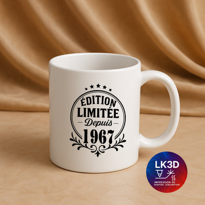 Mug Édition limitée depuis 1967 – 340 ml – Personnalisé par sublimation